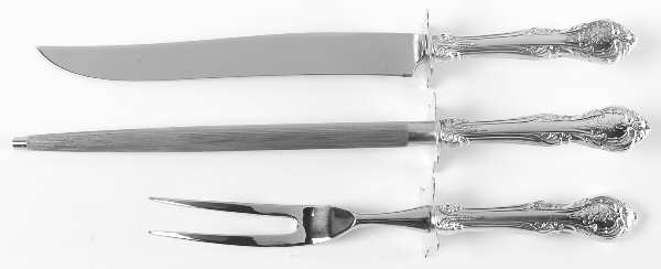 King Edward (Sterling, 1936, No Monos) (3 Pc)Carving Set-Lg Stnbl/Roast w/Sterling Guard