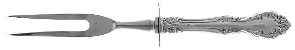 King Edward (Sterling, 1936, No Monos) Small Carving Fork W/Sterling Guard