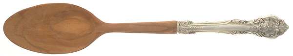King Edward (Sterling, 1936, No Monos) Salad Serving Spoon Wooden Bowl
