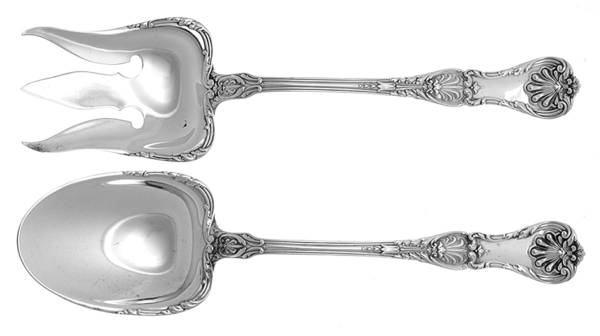 King George (Sterling, 1894, No Monograms) Solid Oversized Serving Salad Set