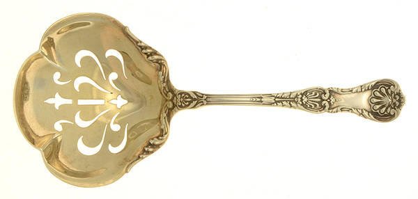 King George (Sterling, 1894, No Monograms) Solid Bon Bon Spoon with Pierced Bowl