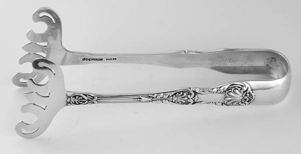 King George (Sterling, 1894, No Monograms) Solid Individual Asparagus Tongs