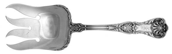 King George (Sterling, 1894, No Monograms) Large Solid Fish Serving Fork