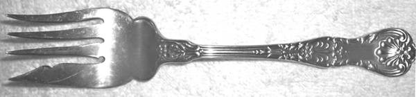 King George (Sterling, 1894, No Monograms) Small Solid Cold Meat Serving Fork