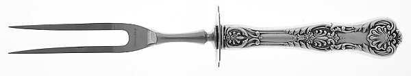 King George (Sterling, 1894, No Monograms) Small Carving Fork W/Sterling Guard
