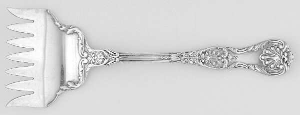 King George (Sterling, 1894, No Monograms) Large Solid Tined Sardine Serving Fork