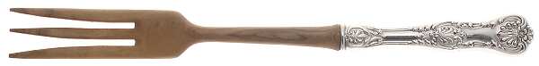 King George (Sterling, 1894, No Monograms) Salad Serving Fork with Wooden Prongs