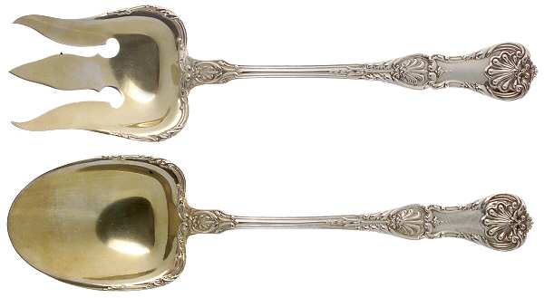 King George (Sterling, 1894, No Monograms) Solid Oversized Serving Salad Set