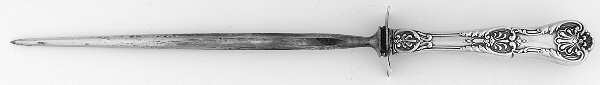 King George (Sterling, 1894, No Monograms) Large Knife Sharpener-Steel Rod w/Sterling Guard