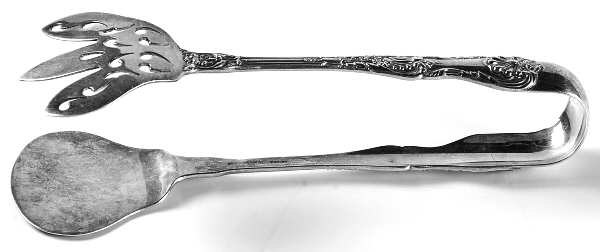 King George (Sterling, 1894, No Monograms) Large Solid Sandwich Tongs