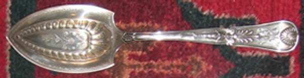 Kings I (Sterling, 1875) Solid Bright Cut Vegetable Serving Spoon
