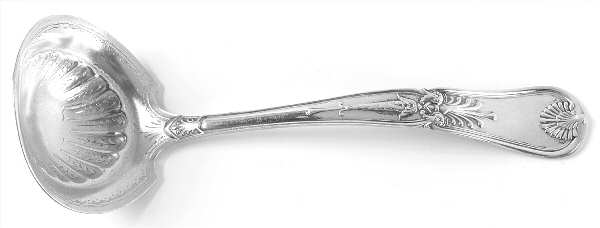 Kings I (Sterling, 1875) Gravy Ladle, Brightcut Solid Piece