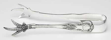 Kings (Silverplate, 1890) Large Ice Serving Tongs with Claw Tips