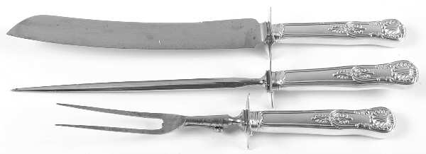 Kings (Silverplate, 1890) Large 3-Piece Roast Carving Set w/ Stainless Blade