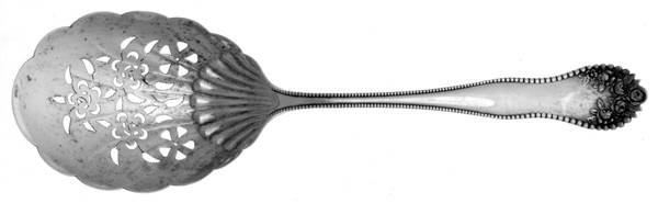 Lancaster (Sterling, 1897, No Monograms) Pierced Nut Serving Spoon
