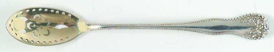 Lancaster (Sterling, 1897, No Monograms) Pierced Bowl Short Handle Olive Spoon
