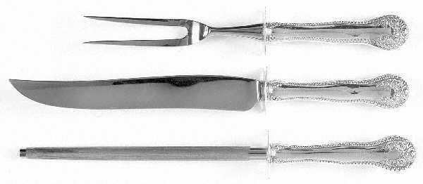 Lancaster (Sterling, 1897, No Monograms) Large 3-Piece Roast Carving Set w/ Stainless Blade