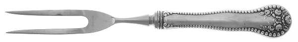 Lancaster (Sterling, 1897, No Monograms) Small Steak Carving Fork with Stainless Prongs