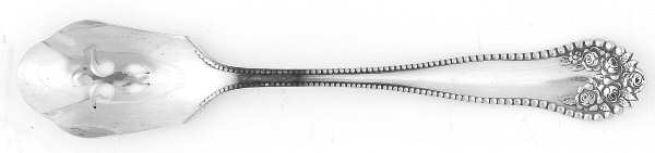 Lancaster (Sterling, 1897, No Monograms) Short Handled Olive Spoon with Pierced Bowl