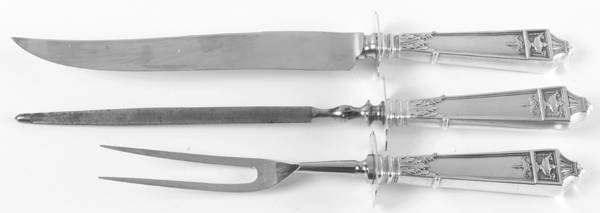 Lansdowne (Sterling, 1917) Large 3-Piece Roast Carving Set w/ Stainless Blade