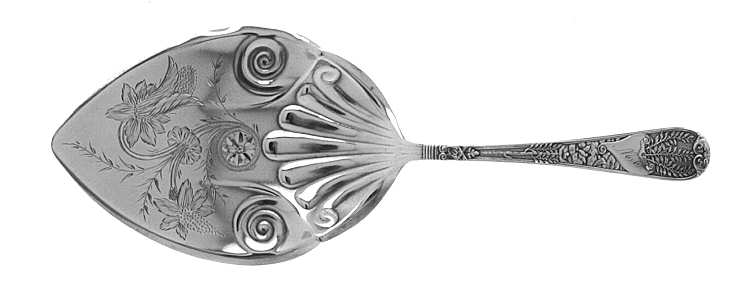 Laurel (Sterling, 1885) Large Solid Bright Cut Pie Knife