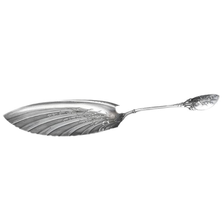 Lily (Sterling, 1870, No Monograms) Large Solid Pierced Bright Cut Fish Knife