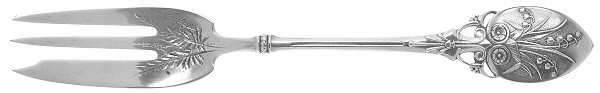 Lily (Sterling, 1870, No Monograms) Pickle Fork Old Style Bright Cut