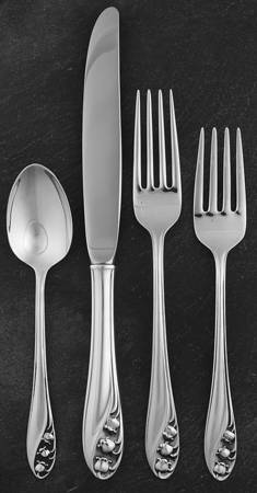 Lily of The Valley (Sterling, 1950, No Monos) 4 Piece Place Size Setting by Gorham Silver