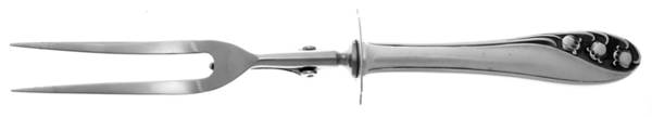 Lily of The Valley (Sterling, 1950, No Monos) Large Stainless-Prong Roast Carving Fork by Gorham Silver