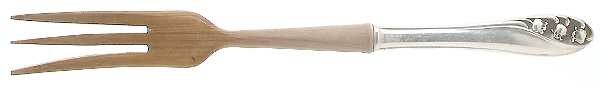 Lily of The Valley (Sterling, 1950, No Monos) Salad Serving Fork with Wooden Prongs