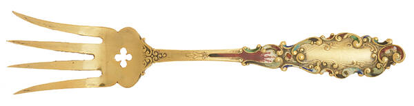 Luxembourg (Sterling, 1893) Medium Chipped Beef Fork with Enamel Inlay