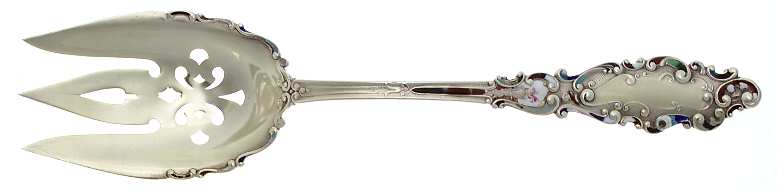 Luxembourg (Sterling, 1893) Oversize Enamel Solid Salad Servng Fork