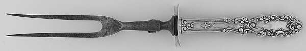 Luxembourg (Sterling, 1893) Lg Carving/Roast Fork-Stn Prong w/Sterling Guard