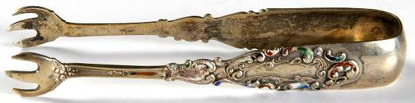 Luxembourg (Sterling, 1893) Enameled Bon Bon Tongs