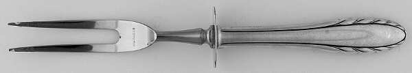 Lyric (Sterling, 1940, No Monos) Small Carving Fork Stainless Prong W/Sterling Guar