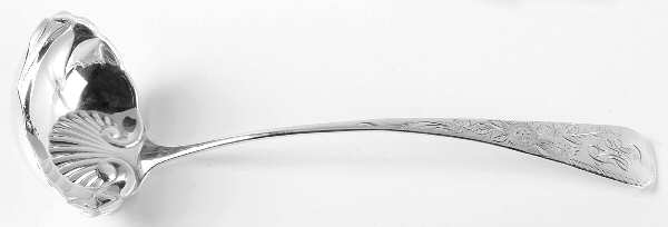 Marguerite-Engraved (Sterling, 1885) Soup Ladle, Bright Cut Solid Piece