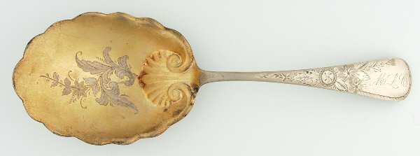 Marguerite-Engraved (Sterling, 1885) Bright Cut Solid Large Berry/Casserole Spoon