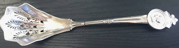 Medallion (Sterling, 1864) Large Bright Cut Ice Serving Spoon