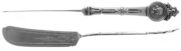 Medallion (Sterling, 1864) Flat Twisted Handle Master Butter Knife Bright Cut