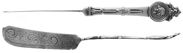 Medallion (Sterling, 1864) Flat Twisted Handle Master Butter Knife Bright Cut