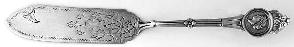 Medallion (Sterling, 1864) Bright Cut Coin Solid Serving Pickle Knife