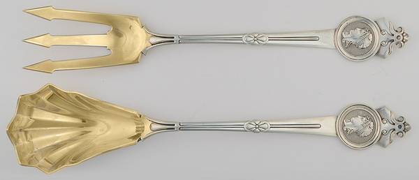 Medallion (Sterling, 1864) Solid Oversized Serving Salad Set
