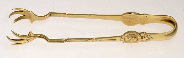 Medallion (Sterling, 1864) Gold Vermeil Large Sugar Tongs