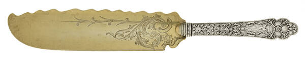 Medici-Old (Sterling, 1880, No Monograms) Sterling Blade Ice Cream Slicer,Hollow,Bright Cut