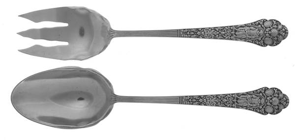 Medici-Old (Sterling, 1880, No Monograms) Solid Oversized Serving Salad Set