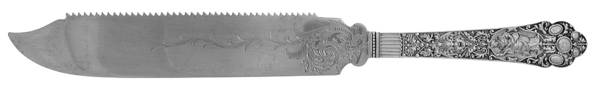 Medici-Old (Sterling, 1880, No Monograms) Solid Bright Cut Cake Saw