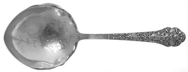 Medici-Old (Sterling, 1880, No Monograms) Salad Serving Spoon, Bright Cut Solid Piece