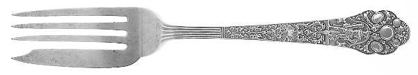 Medici-Old (Sterling, 1880, No Monograms) Medium Solid Cold Meat Serving Fork