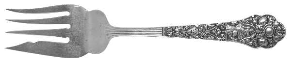 Medici-Old (Sterling, 1880, No Monograms) Small Solid Cold Meat Serving Fork