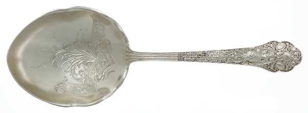Medici-Old (Sterling, 1880, No Monograms) Salad Serving Spoon Solid, Bright Cut